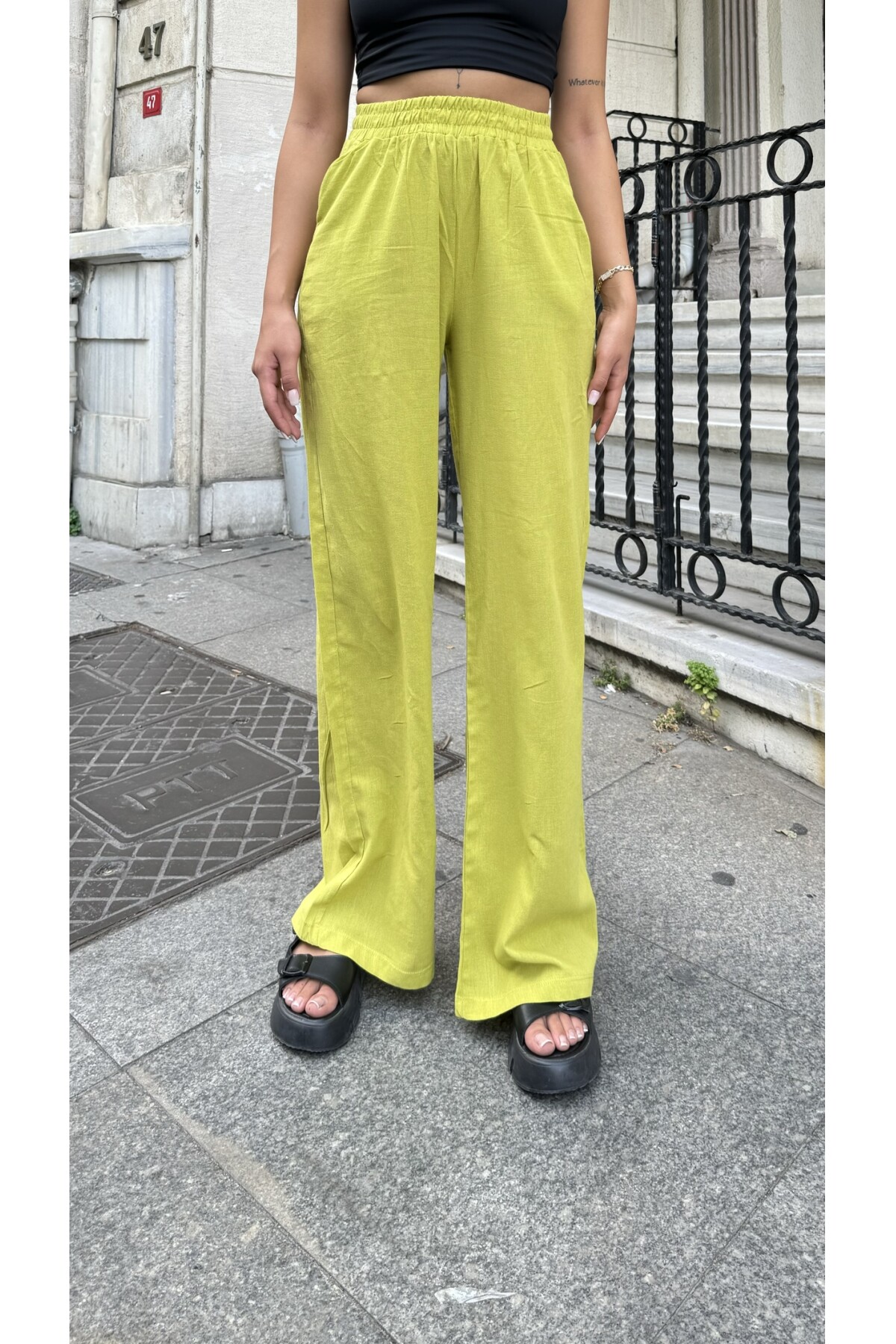Hardal Yeşili Rahat Pantolon